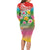 Hawaii Aloha Tropical Leaves and Flower Long Sleeve Bodycon Dress with Polynesian Art Tattoo Rainbow Color - Polynesian Pride