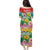 Hawaii Aloha Tropical Leaves and Flower Puletasi with Polynesian Art Tattoo Rainbow Color - Polynesian Pride