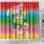 Hawaii Aloha Tropical Leaves and Flower Shower Curtain with Polynesian Art Tattoo Rainbow Color - Polynesian Pride