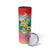 Hawaii Aloha Tropical Leaves and Flower Skinny Tumbler with Polynesian Art Tattoo Rainbow Color - Polynesian Pride