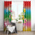 Hawaii Aloha Tropical Leaves and Flower Window Curtain with Polynesian Art Tattoo Rainbow Color - Polynesian Pride
