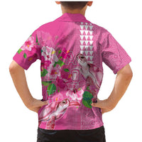 Hawaii Aloha Turtle Hibiscus and Leaves Family Matching Mermaid Dress and Hawaiian Shirt with Polynesian and Kakau Tattoos Rose Color - Polynesian Pride