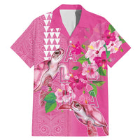 Hawaii Aloha Turtle Hibiscus and Leaves Family Matching Mermaid Dress and Hawaiian Shirt with Polynesian and Kakau Tattoos Rose Color - Polynesian Pride