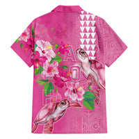 Hawaii Aloha Turtle Hibiscus and Leaves Family Matching Off Shoulder Maxi Dress and Hawaiian Shirt with Polynesian and Kakau Tattoos Rose Color LT03 - Polynesian Pride