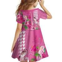 Hawaii Aloha Turtle Hibiscus and Leaves Family Matching Puletasi and Hawaiian Shirt with Polynesian and Kakau Tattoos Rose Color LT03 - Polynesian Pride
