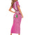 Hawaii Aloha Turtle Hibiscus and Leaves Family Matching Short Sleeve Bodycon Dress and Hawaiian Shirt with Polynesian and Kakau Tattoos Rose Color - Polynesian Pride