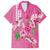 Hawaii Aloha Turtle Hibiscus and Leaves Family Matching Tank Maxi Dress and Hawaiian Shirt with Polynesian and Kakau Tattoos Rose Color - Polynesian Pride