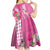 Hawaii Aloha Turtle Hibiscus and Leaves Kid Short Sleeve Dress with Polynesian and Kakau Tattoos Rose Color - Polynesian Pride