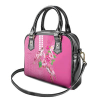 Hawaii Aloha Turtle Hibiscus and Leaves Shoulder Handbag with Polynesian and Kakau Tattoos Rose Color - Polynesian Pride