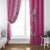 Hawaii Aloha Turtle Hibiscus and Leaves Window Curtain with Polynesian and Kakau Tattoos Rose Color - Polynesian Pride