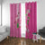 Hawaii Aloha Turtle Hibiscus and Leaves Window Curtain with Polynesian and Kakau Tattoos Rose Color - Polynesian Pride