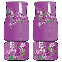 Hawaii Aloha Turtle Hibiscus and Leaves Car Mats with Polynesian and Kakau Tattoos Lilac Color - Polynesian Pride