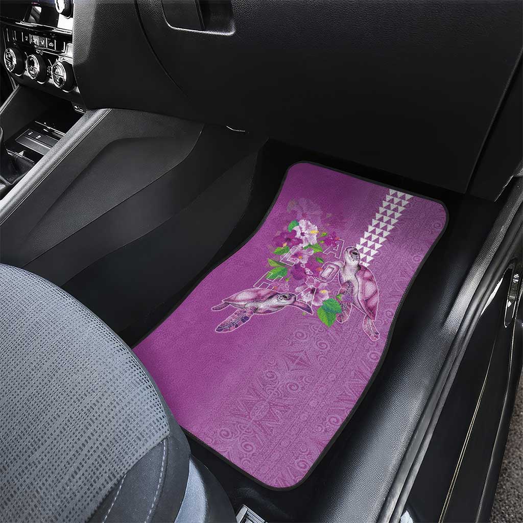Hawaii Aloha Turtle Hibiscus and Leaves Car Mats with Polynesian and Kakau Tattoos Lilac Color - Polynesian Pride