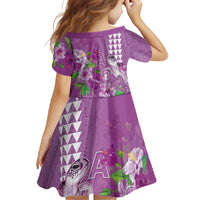 Hawaii Aloha Turtle Hibiscus and Leaves Family Matching Long Sleeve Bodycon Dress and Hawaiian Shirt with Polynesian and Kakau Tattoos Lilac Color LT03 - Polynesian Pride