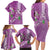 Hawaii Aloha Turtle Hibiscus and Leaves Family Matching Long Sleeve Bodycon Dress and Hawaiian Shirt with Polynesian and Kakau Tattoos Lilac Color - Polynesian Pride