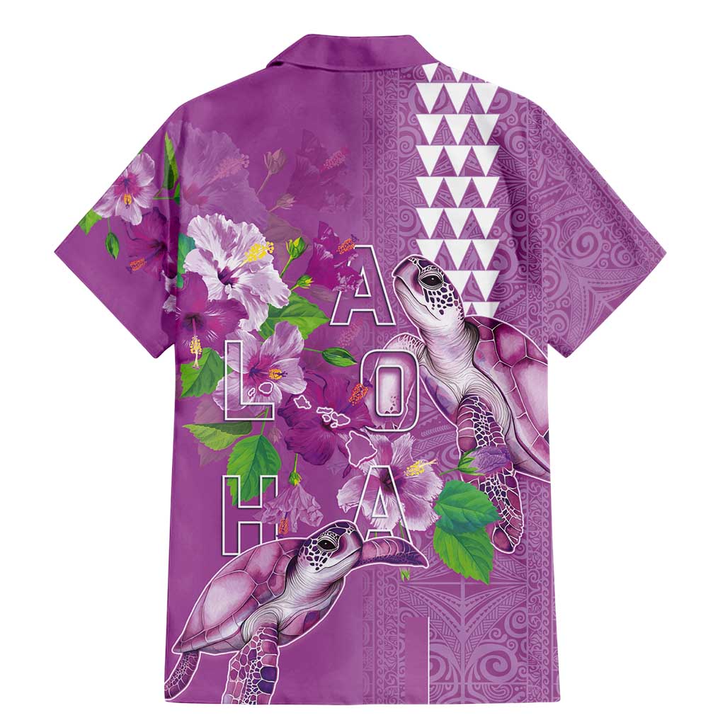 Hawaii Aloha Turtle Hibiscus and Leaves Family Matching Mermaid Dress and Hawaiian Shirt with Polynesian and Kakau Tattoos Lilac Color LT03 - Polynesian Pride