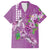 Hawaii Aloha Turtle Hibiscus and Leaves Family Matching Short Sleeve Bodycon Dress and Hawaiian Shirt with Polynesian and Kakau Tattoos Lilac Color - Polynesian Pride