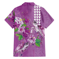 Hawaii Aloha Turtle Hibiscus and Leaves Family Matching Short Sleeve Bodycon Dress and Hawaiian Shirt with Polynesian and Kakau Tattoos Lilac Color LT03 - Polynesian Pride