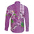 Hawaii Aloha Turtle Hibiscus and Leaves Family Matching Tank Maxi Dress and Hawaiian Shirt with Polynesian and Kakau Tattoos Lilac Color - Polynesian Pride