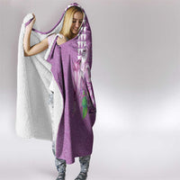 Hawaii Aloha Turtle Hibiscus and Leaves Hooded Blanket with Polynesian and Kakau Tattoos Lilac Color - Polynesian Pride