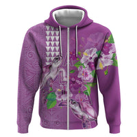 Hawaii Aloha Turtle Hibiscus and Leaves Hoodie with Polynesian and Kakau Tattoos Lilac Color - Polynesian Pride
