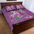 Hawaii Aloha Turtle Hibiscus and Leaves Quilt Bed Set with Polynesian and Kakau Tattoos Lilac Color - Polynesian Pride