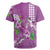 Hawaii Aloha Turtle Hibiscus and Leaves Rugby Jersey with Polynesian and Kakau Tattoos Lilac Color - Polynesian Pride