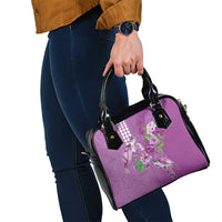 Hawaii Aloha Turtle Hibiscus and Leaves Shoulder Handbag with Polynesian and Kakau Tattoos Lilac Color - Polynesian Pride