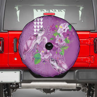 Hawaii Aloha Turtle Hibiscus and Leaves Spare Tire Cover with Polynesian and Kakau Tattoos Lilac Color - Polynesian Pride