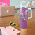 Hawaii Aloha Turtle Hibiscus and Leaves Tumbler With Handle with Polynesian and Kakau Tattoos Lilac Color - Polynesian Pride
