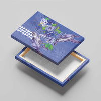 Hawaii Aloha Turtle Hibiscus and Leaves Canvas Wall Art with Polynesian and Kakau Tattoos Denim Color - Polynesian Pride