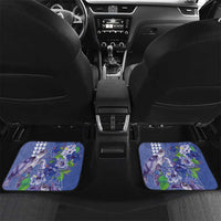 Hawaii Aloha Turtle Hibiscus and Leaves Car Mats with Polynesian and Kakau Tattoos Denim Color - Polynesian Pride