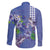 Hawaii Aloha Turtle Hibiscus and Leaves Family Matching Long Sleeve Bodycon Dress and Hawaiian Shirt with Polynesian and Kakau Tattoos Denim Color - Polynesian Pride