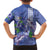 Hawaii Aloha Turtle Hibiscus and Leaves Family Matching Short Sleeve Bodycon Dress and Hawaiian Shirt with Polynesian and Kakau Tattoos Denim Color - Polynesian Pride