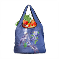 Hawaii Aloha Turtle Hibiscus and Leaves Grocery Bag with Polynesian and Kakau Tattoos Denim Color - Polynesian Pride
