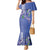 Hawaii Aloha Turtle Hibiscus and Leaves Mermaid Dress with Polynesian and Kakau Tattoos Denim Color - Polynesian Pride