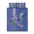Hawaii Aloha Turtle Hibiscus and Leaves Quilt Bed Set with Polynesian and Kakau Tattoos Denim Color - Polynesian Pride