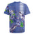 Hawaii Aloha Turtle Hibiscus and Leaves Rugby Jersey with Polynesian and Kakau Tattoos Denim Color - Polynesian Pride