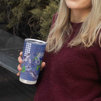 Hawaii Aloha Turtle Hibiscus and Leaves Tumbler Cup with Polynesian and Kakau Tattoos Denim Color - Polynesian Pride