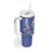 Hawaii Aloha Turtle Hibiscus and Leaves Tumbler With Handle with Polynesian and Kakau Tattoos Denim Color - Polynesian Pride