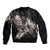 Hawaii Aloha Turtle Hibiscus and Leaves Bomber Jacket with Polynesian and Kakau Tattoos Black Color - Polynesian Pride