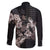 Hawaii Aloha Turtle Hibiscus and Leaves Family Matching Long Sleeve Bodycon Dress and Hawaiian Shirt with Polynesian and Kakau Tattoos Black Color - Polynesian Pride