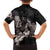 Hawaii Aloha Turtle Hibiscus and Leaves Family Matching Short Sleeve Bodycon Dress and Hawaiian Shirt with Polynesian and Kakau Tattoos Black Color - Polynesian Pride