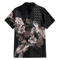 Hawaii Aloha Turtle Hibiscus and Leaves Family Matching Short Sleeve Bodycon Dress and Hawaiian Shirt with Polynesian and Kakau Tattoos Black Color LT03 - Polynesian Pride
