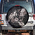 Hawaii Aloha Turtle Hibiscus and Leaves Spare Tire Cover with Polynesian and Kakau Tattoos Black Color - Polynesian Pride