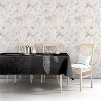 Hawaii Aloha Turtle Hibiscus and Leaves Tablecloth with Polynesian and Kakau Tattoos Black Color - Polynesian Pride
