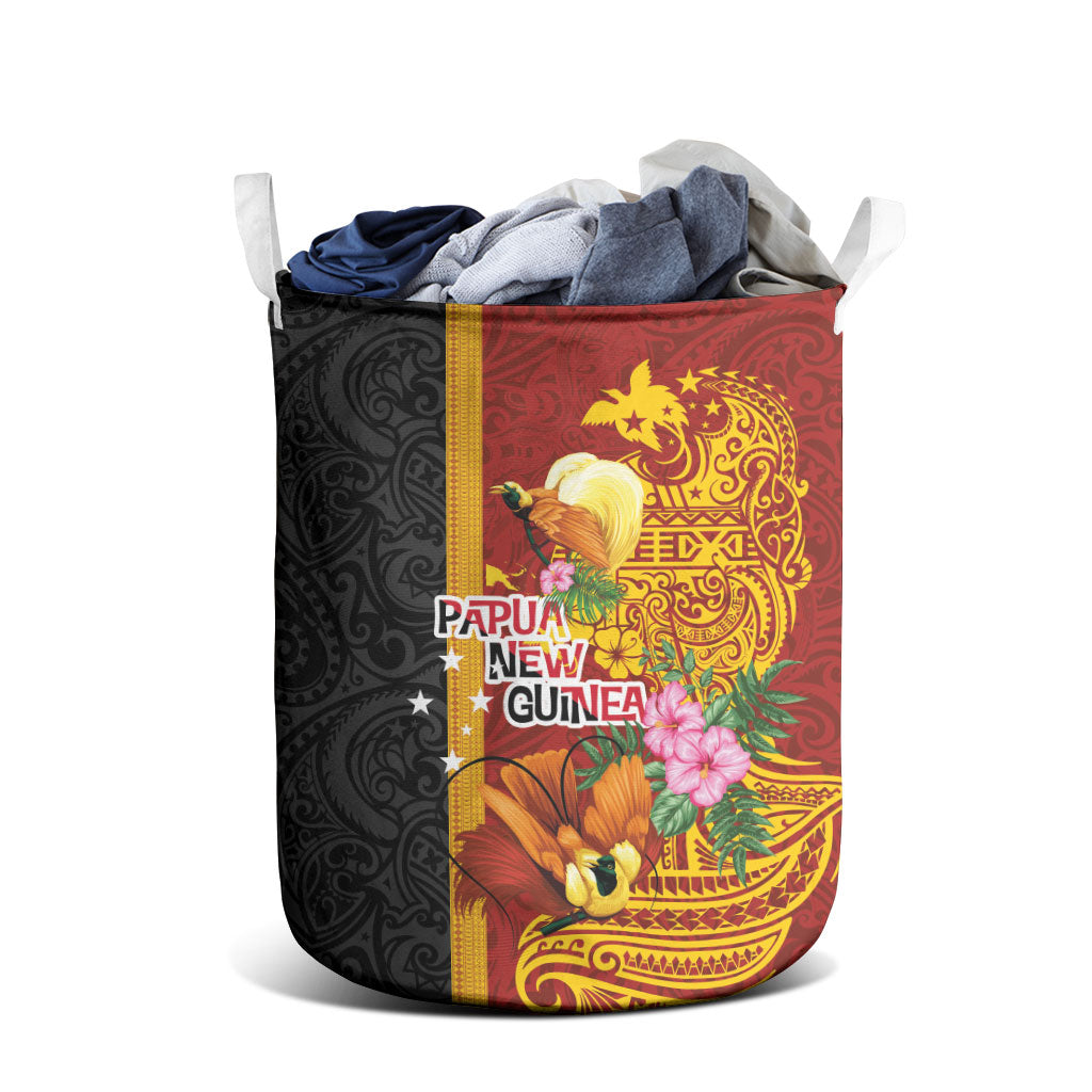 Papua New Guinea Independence Day Laundry Basket Birds-of-Paradise Melanesian Tattoos Tropical Plants LT03 - Polynesian Pride