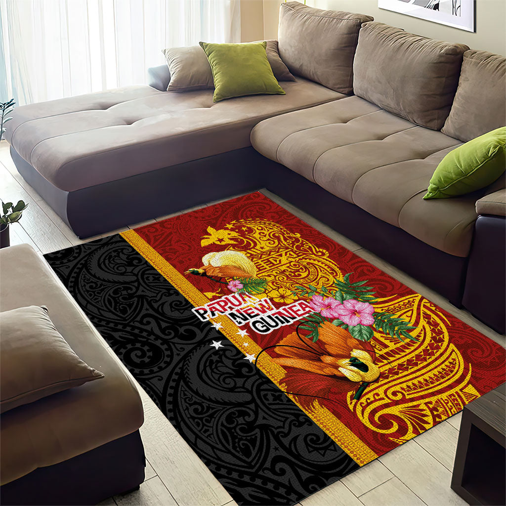 Papua New Guinea Independence Day Area Rug Birds-of-Paradise Melanesian Tattoos Tropical Plants LT03 - Polynesian Pride