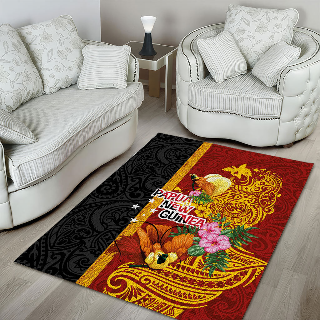 Papua New Guinea Independence Day Area Rug Birds-of-Paradise Melanesian Tattoos Tropical Plants LT03 - Polynesian Pride