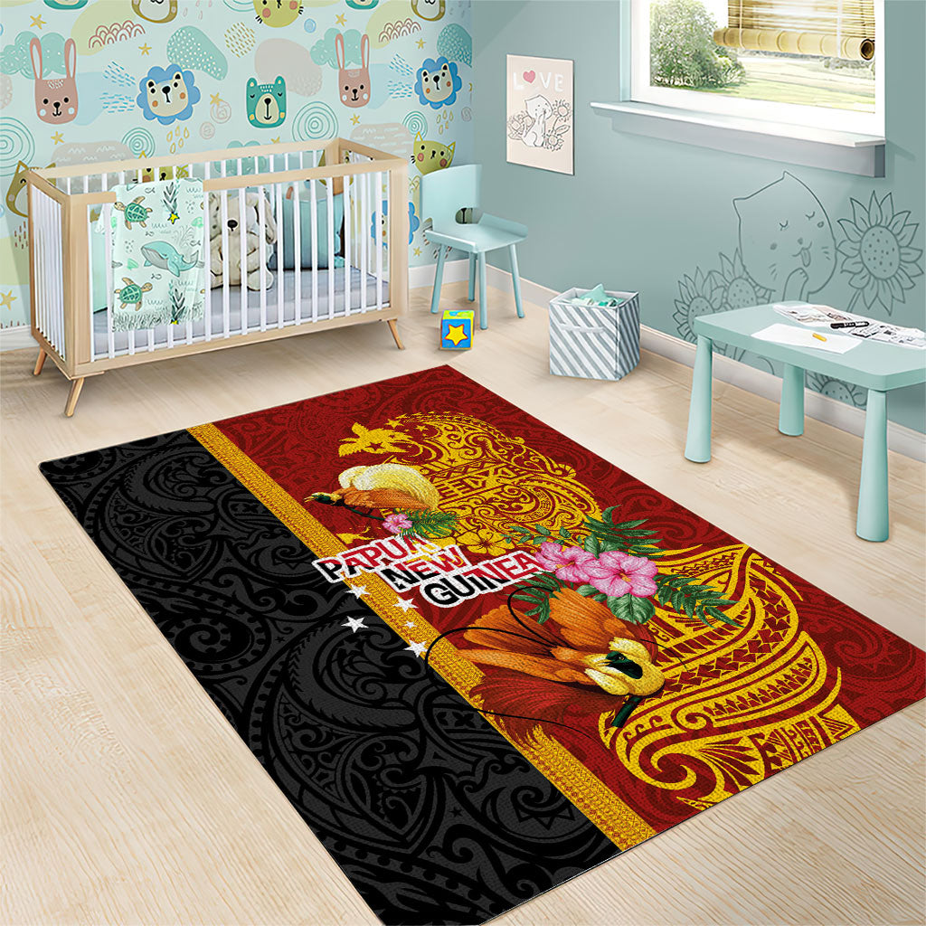 Papua New Guinea Independence Day Area Rug Birds-of-Paradise Melanesian Tattoos Tropical Plants LT03 - Polynesian Pride
